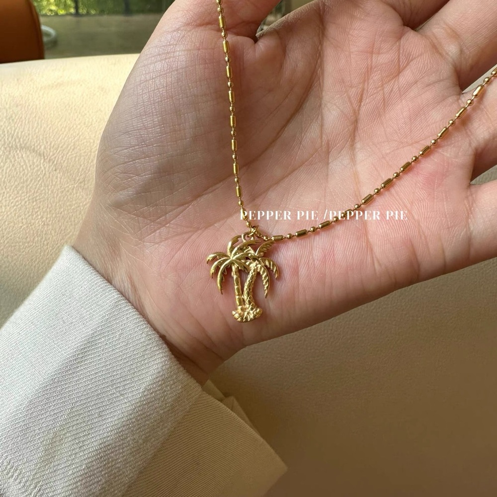 Gold Palm Tree Necklace by